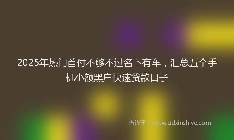 2025年热门首付不够不过名下有车，汇总五个手机小额黑户快速贷款口子