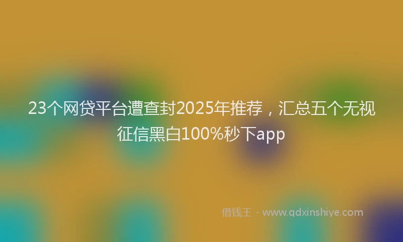 23个网贷平台遭查封2025年推荐，汇总五个无视征信黑白100%秒下app