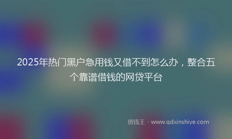 2025年热门黑户急用钱又借不到怎么办，整合五个靠谱借钱的网贷平台
