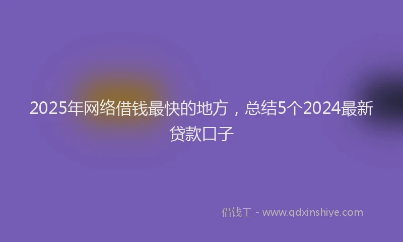 2025年网络借钱最快的地方，总结5个2024最新贷款口子