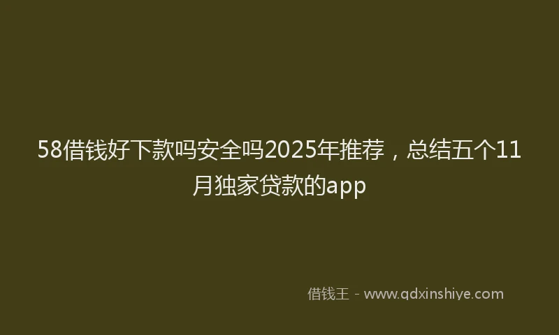 58借钱好下款吗安全吗2025年推荐，总结五个11月独家贷款的app