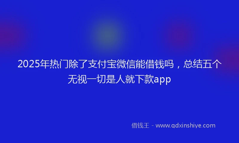 2025年热门除了支付宝微信能借钱吗，总结五个无视一切是人就下款app