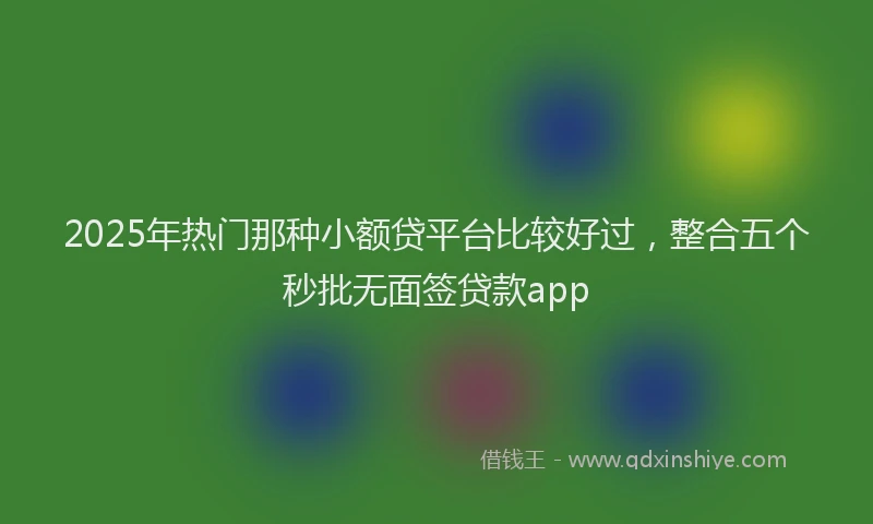 2025年热门那种小额贷平台比较好过，整合五个秒批无面签贷款app