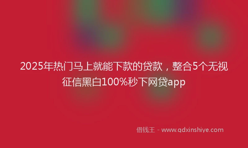 2025年热门马上就能下款的贷款,整合5个无视征信黑白100%秒下网贷app