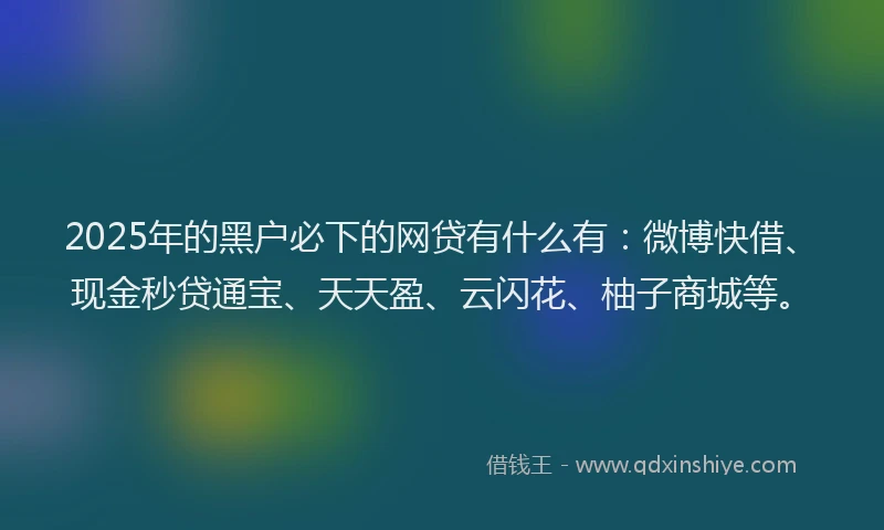 2025年的黑户必下的网贷有什么有：微博快借、现金秒贷通宝、天天盈、云闪花、柚子商城等。
