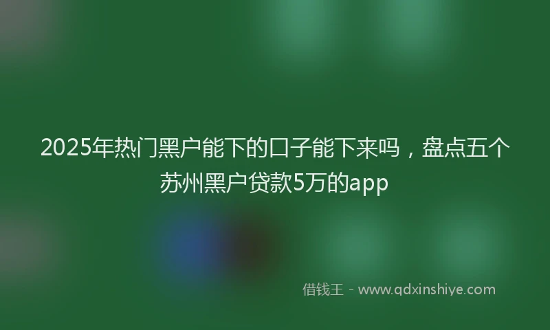 2025年热门黑户能下的口子能下来吗，盘点五个苏州黑户贷款5万的app