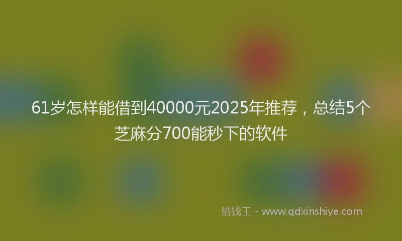 61岁怎样能借到40000元2025年推荐，总结5个芝麻分700能秒下的软件