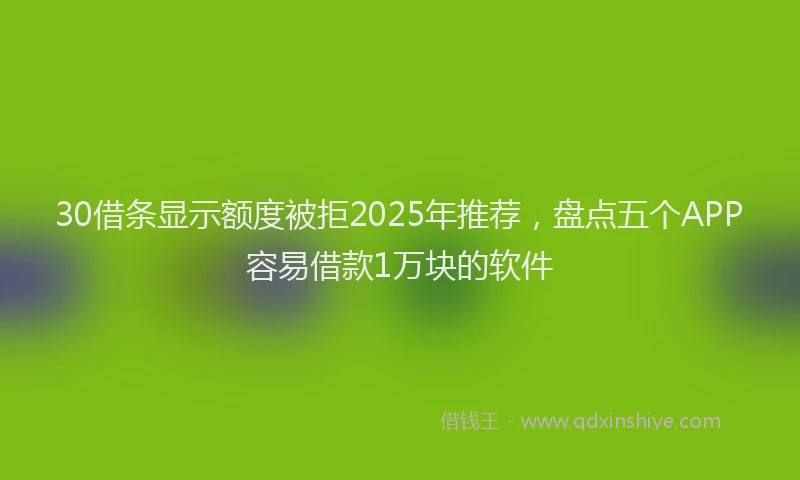 30借条显示额度被拒2025年推荐，盘点五个APP容易借款1万块的软件