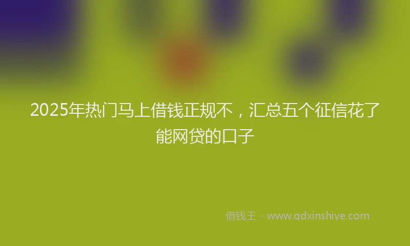 2025年热门马上借钱正规不，汇总五个征信花了能网贷的口子
