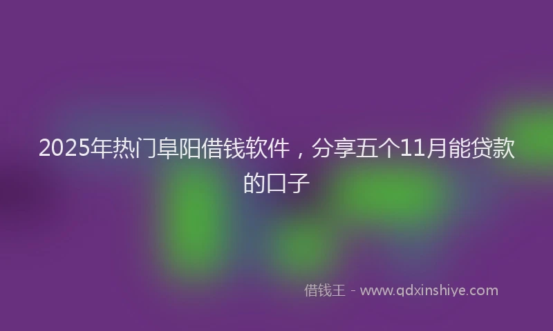 2025年热门阜阳借钱软件，分享五个11月能贷款的口子