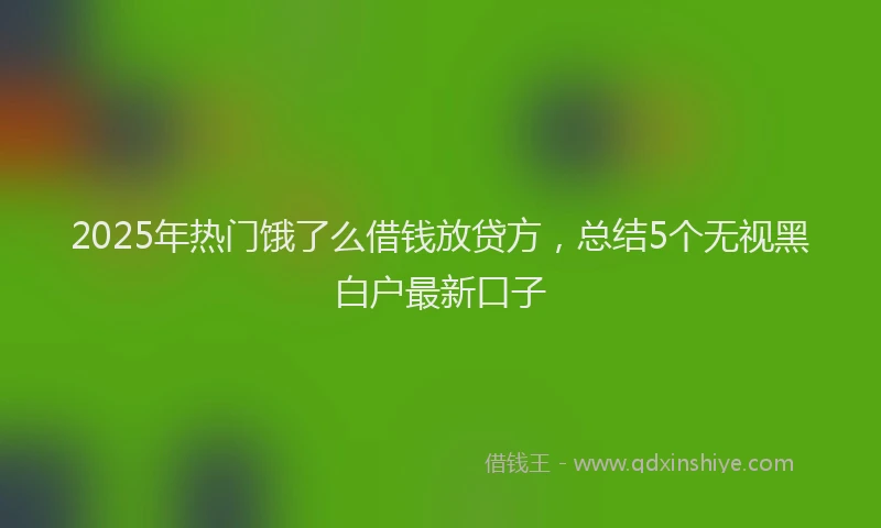 2025年热门饿了么借钱放贷方，总结5个无视黑白户最新口子