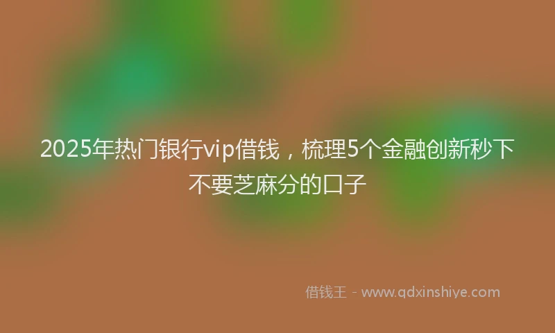 2025年热门银行vip借钱，梳理5个金融创新秒下不要芝麻分的口子