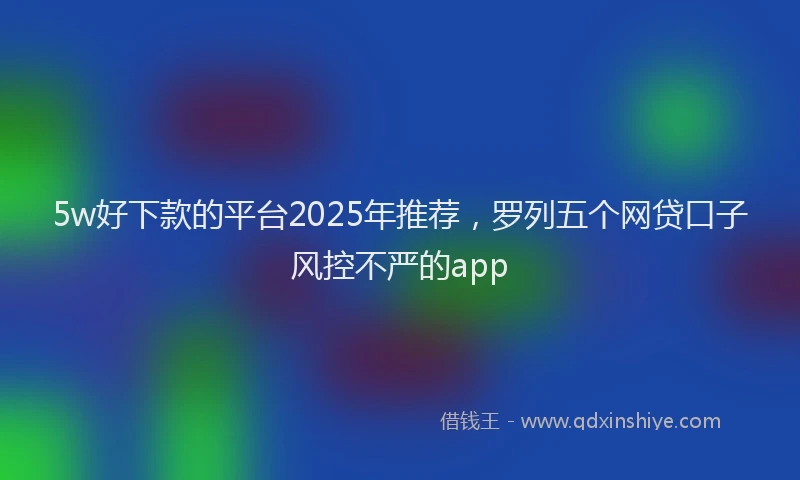 5w好下款的平台2025年推荐，罗列五个网贷口子风控不严的app