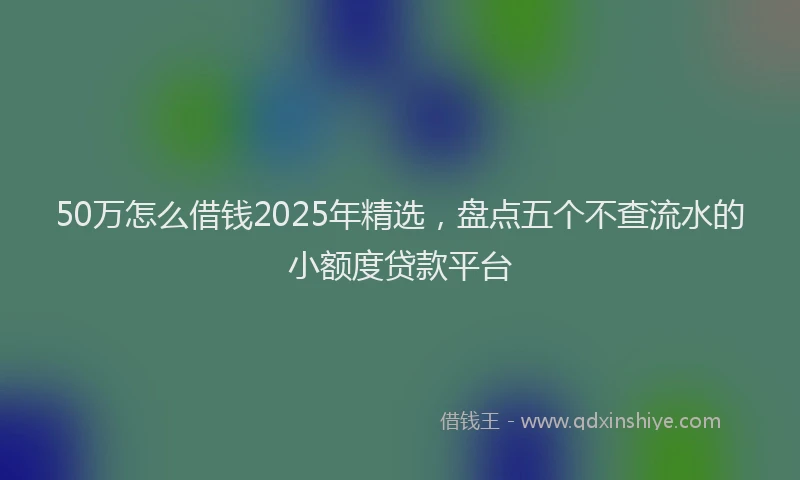 50万怎么借钱2025年精选，盘点五个不查流水的小额度贷款平台