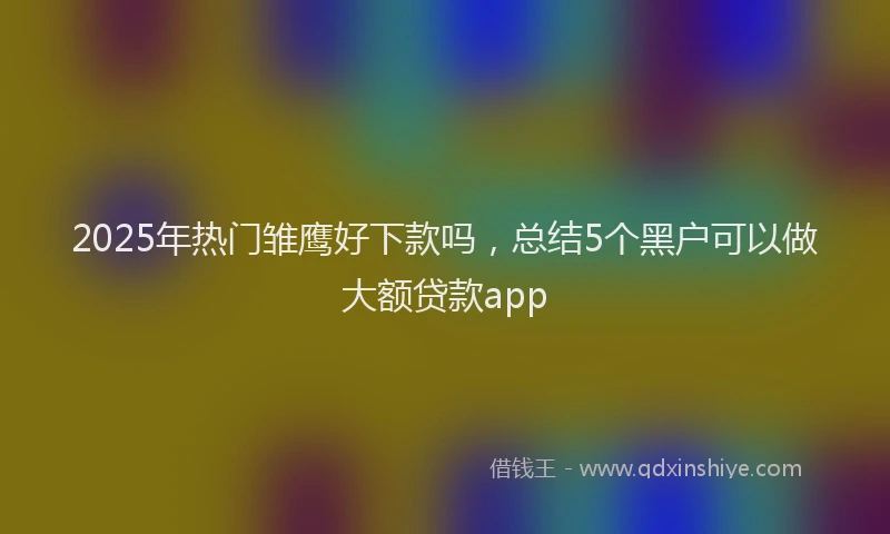 2025年热门雏鹰好下款吗，总结5个黑户可以做大额贷款app