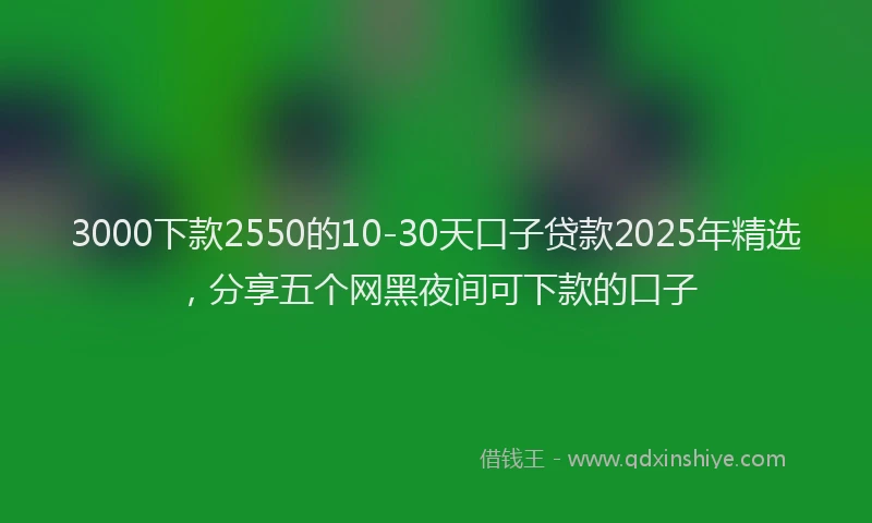 3000下款2550的10-30天口子贷款2025年精选，分享五个网黑夜间可下款的口子