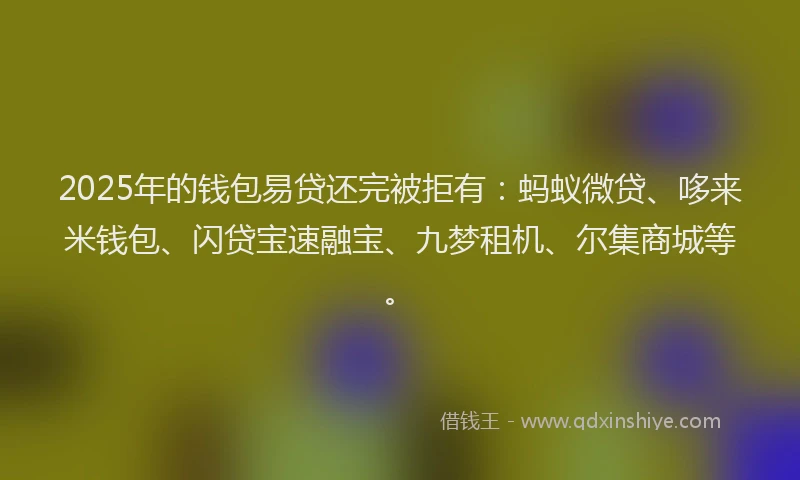2025年的钱包易贷还完被拒有：蚂蚁微贷、哆来米钱包、闪贷宝速融宝、九梦租机、尔集商城等。