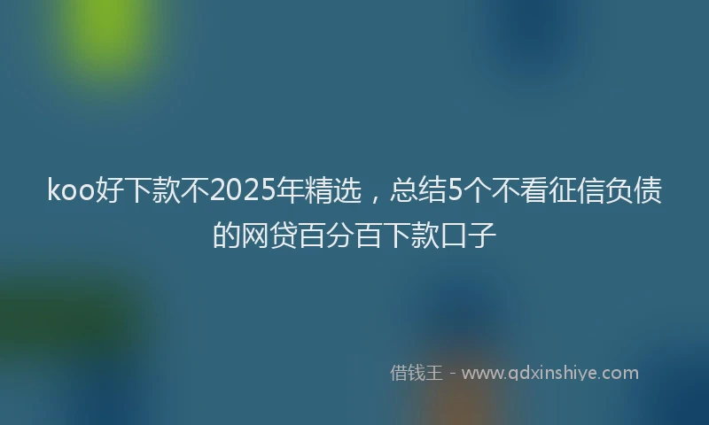 koo好下款不2025年精选，总结5个不看征信负债的网贷百分百下款口子