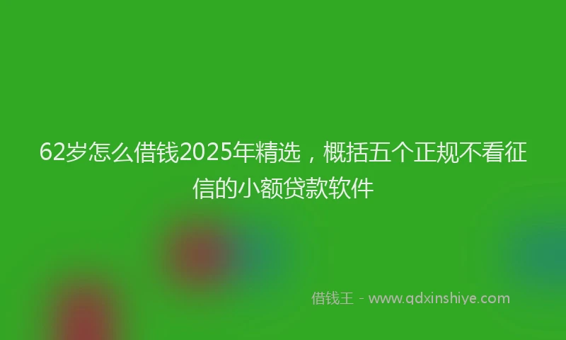 62岁怎么借钱2025年精选，概括五个正规不看征信的小额贷款软件
