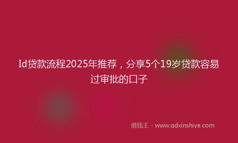 Id贷款流程2025年推荐，分享5个19岁贷款容易过审批的口子