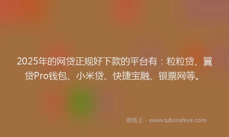 2025年的网贷正规好下款的平台有：粒粒贷、翼贷Pro钱包、小米贷、快捷宝融、银票网等。