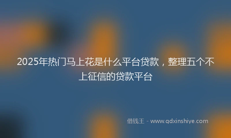 2025年热门马上花是什么平台贷款，整理五个不上征信的贷款平台