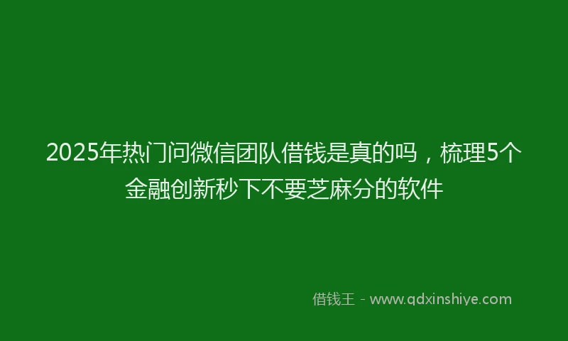 2025年热门问微信团队借钱是真的吗，梳理5个金融创新秒下不要芝麻分的软件