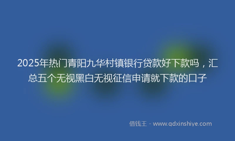 2025年热门青阳九华村镇银行贷款好下款吗，汇总五个无视黑白无视征信申请就下款的口子