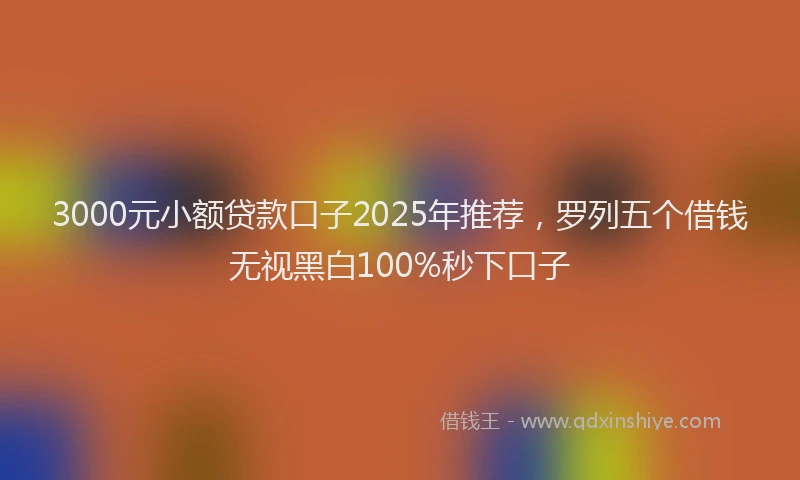 3000元小额贷款口子2025年推荐，罗列五个借钱无视黑白100%秒下口子