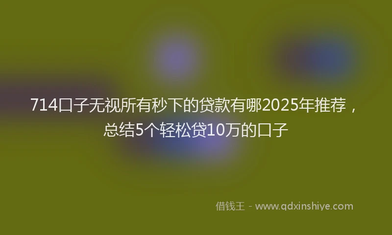 714口子无视所有秒下的贷款有哪2025年推荐，总结5个轻松贷10万的口子