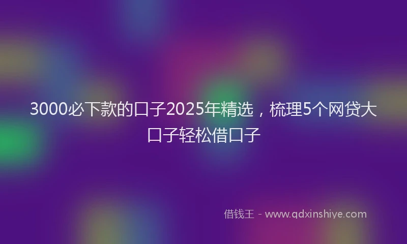 3000必下款的口子2025年精选，梳理5个网贷大口子轻松借口子