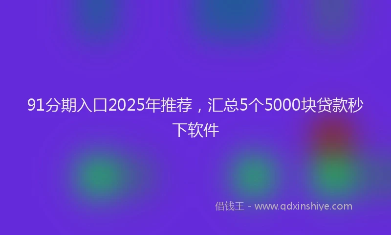 91分期入口2025年推荐,汇总5个5000块贷款秒下软件
