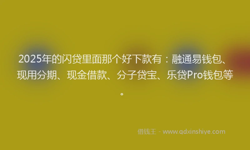 2025年的闪贷里面那个好下款有：融通易钱包、现用分期、现金借款、分子贷宝、乐贷Pro钱包等。
