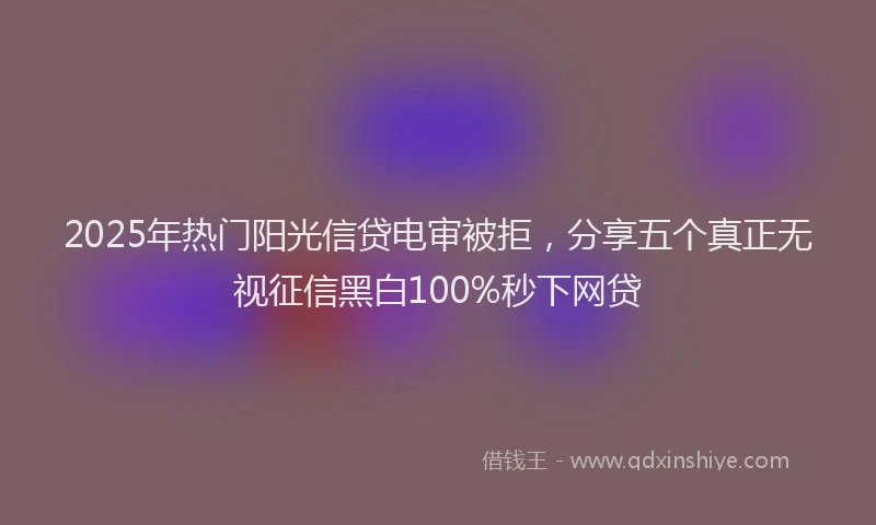 2025年热门阳光信贷电审被拒，分享五个真正无视征信黑白100%秒下网贷