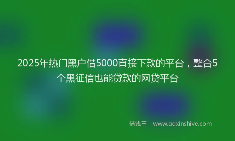 2025年热门黑户借5000直接下款的平台，整合5个黑征信也能贷款的网贷平台