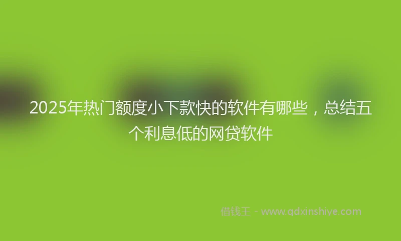 2025年热门额度小下款快的软件有哪些，总结五个利息低的网贷软件