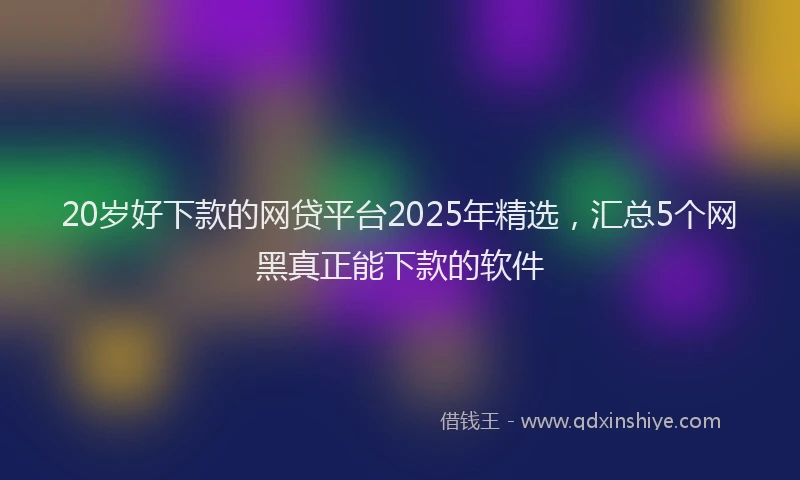 20岁好下款的网贷平台2025年精选，汇总5个网黑真正能下款的软件