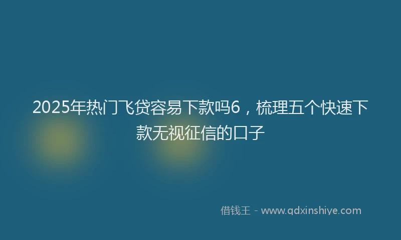 2025年热门飞贷容易下款吗6，梳理五个快速下款无视征信的口子