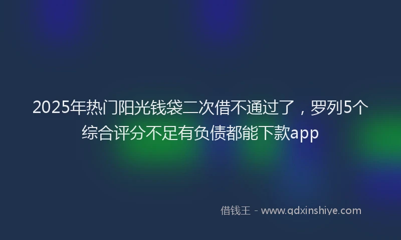 2025年热门阳光钱袋二次借不通过了，罗列5个综合评分不足有负债都能下款app