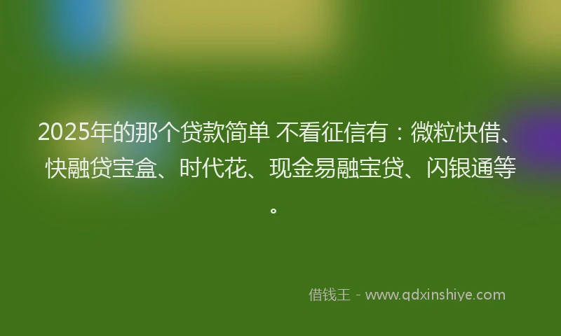 2025年的那个贷款简单 不看征信有：微粒快借、快融贷宝盒、时代花、现金易融宝贷、闪银通等。