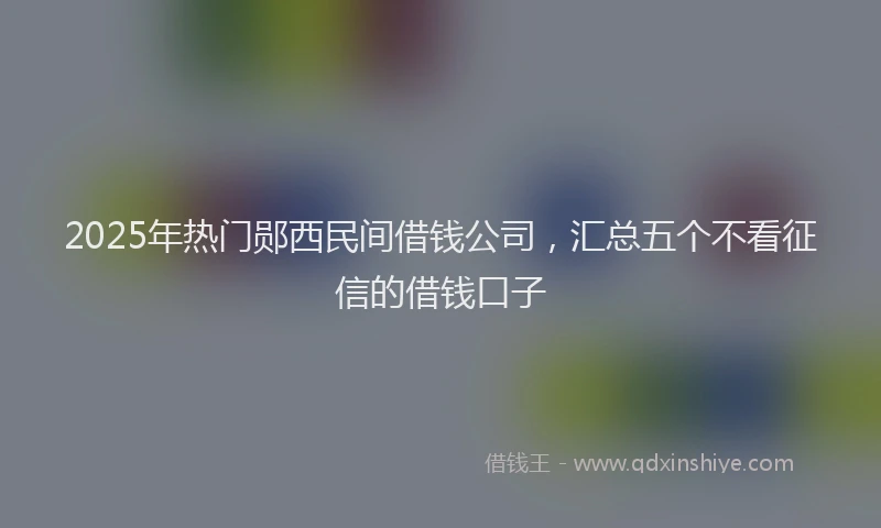 2025年热门郧西民间借钱公司，汇总五个不看征信的借钱口子