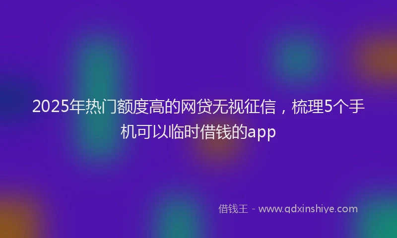2025年热门额度高的网贷无视征信，梳理5个手机可以临时借钱的app