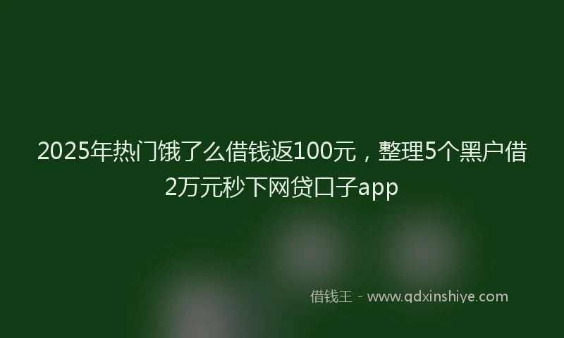 2025年热门饿了么借钱返100元，整理5个黑户借2万元秒下网贷口子app