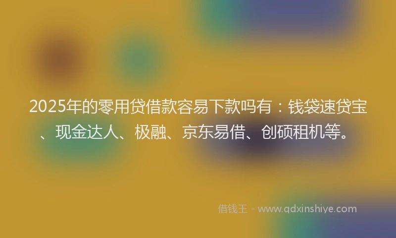 2025年的零用贷借款容易下款吗有：钱袋速贷宝、现金达人、极融、京东易借、创硕租机等。