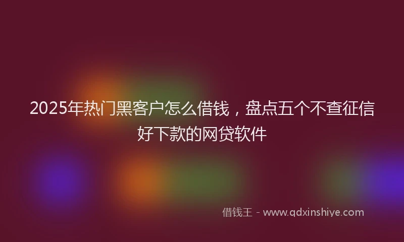 2025年热门黑客户怎么借钱,盘点五个不查征信好下款的网贷软件