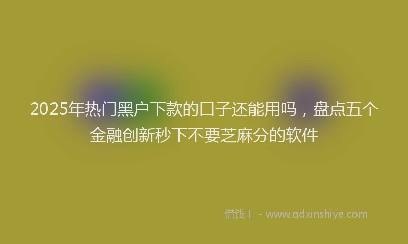 2025年热门黑户下款的口子还能用吗，盘点五个金融创新秒下不要芝麻分的软件