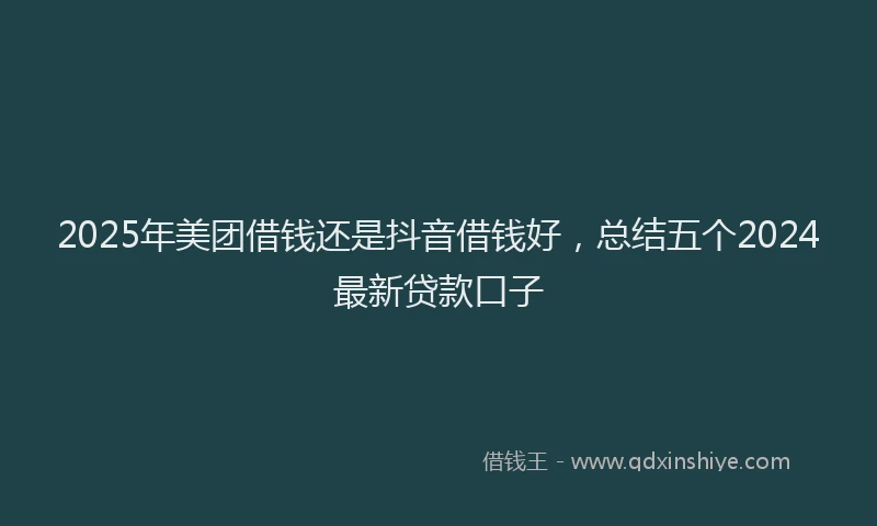 2025年美团借钱还是抖音借钱好，总结五个2024最新贷款口子