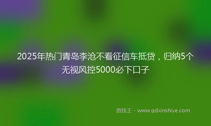 2025年热门青岛李沧不看征信车抵贷，归纳5个无视风控5000必下口子