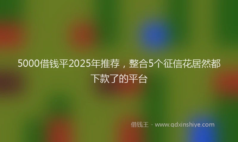 5000借钱平2025年推荐，整合5个征信花居然都下款了的平台