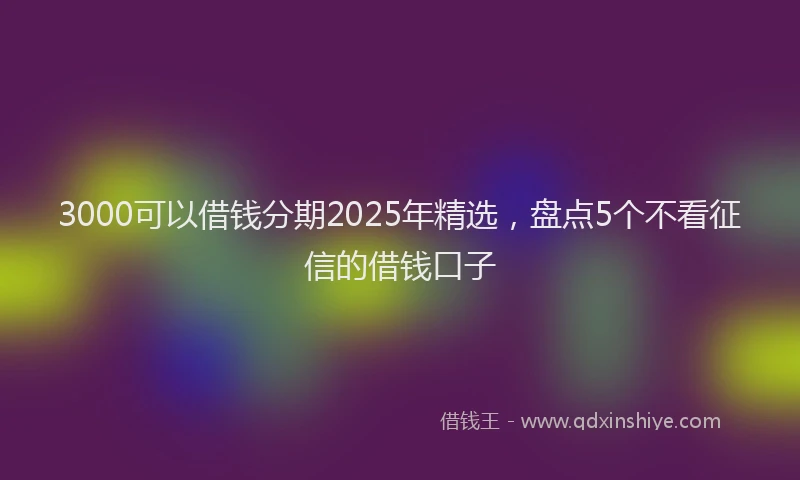 3000可以借钱分期2025年精选，盘点5个不看征信的借钱口子